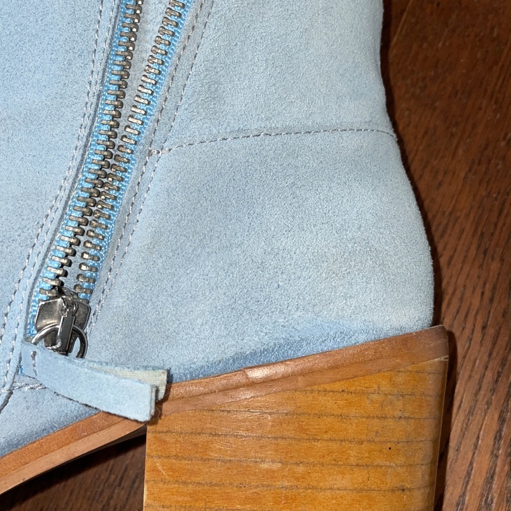 Zara Blue Suede Boots - Picture 4 of 9